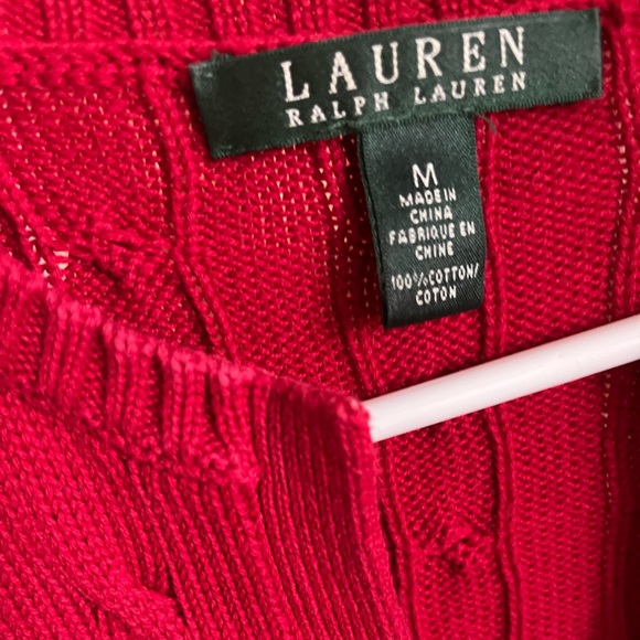 Lauren Ralph Lauren Cable-knit Sweater Cotton Red Women’s Size Medium - Picture 9 of 11